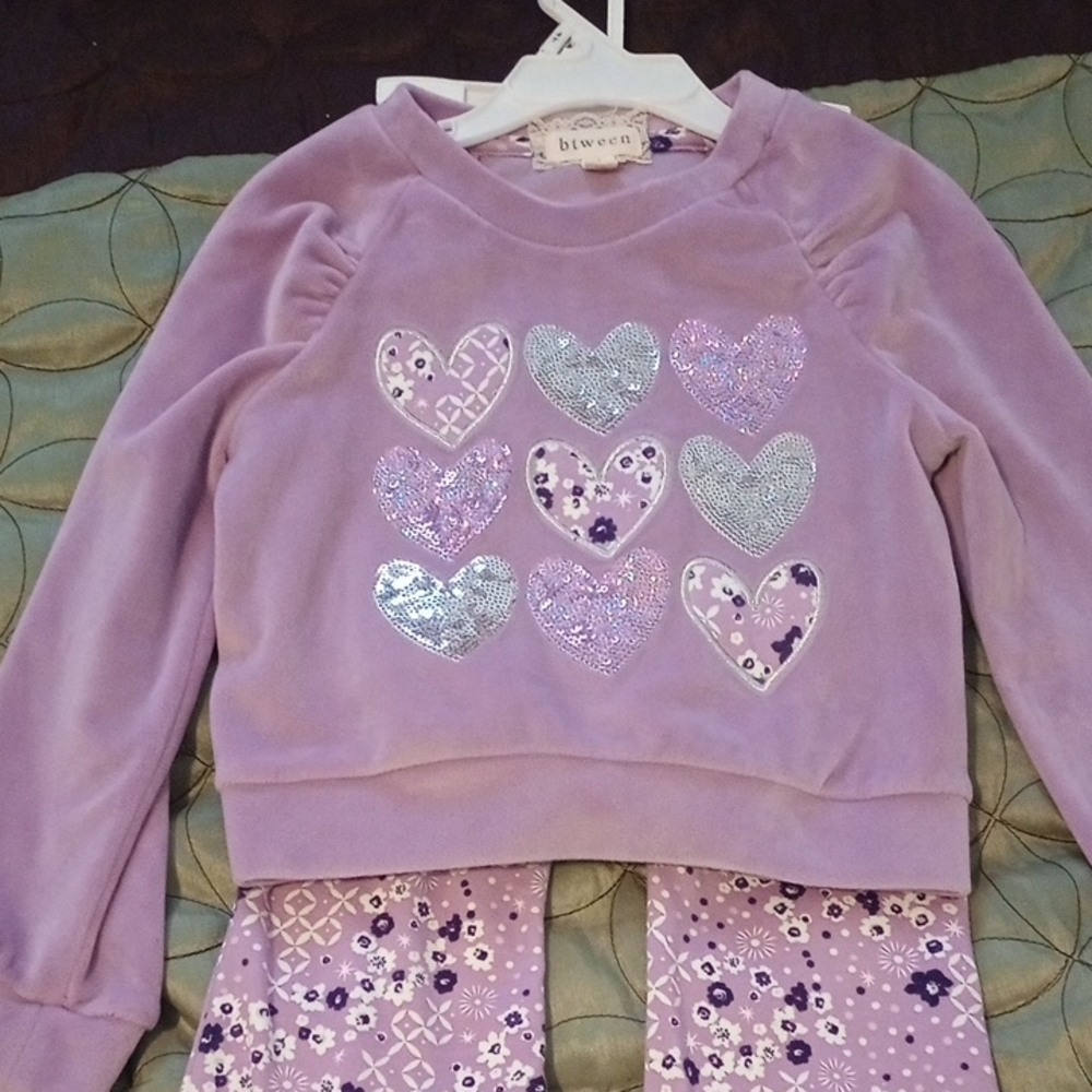 Purple Heart Patterned Kids' Outfit